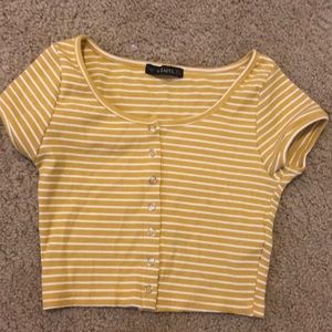 Yellow and white stripped bottom down ZAFUL top